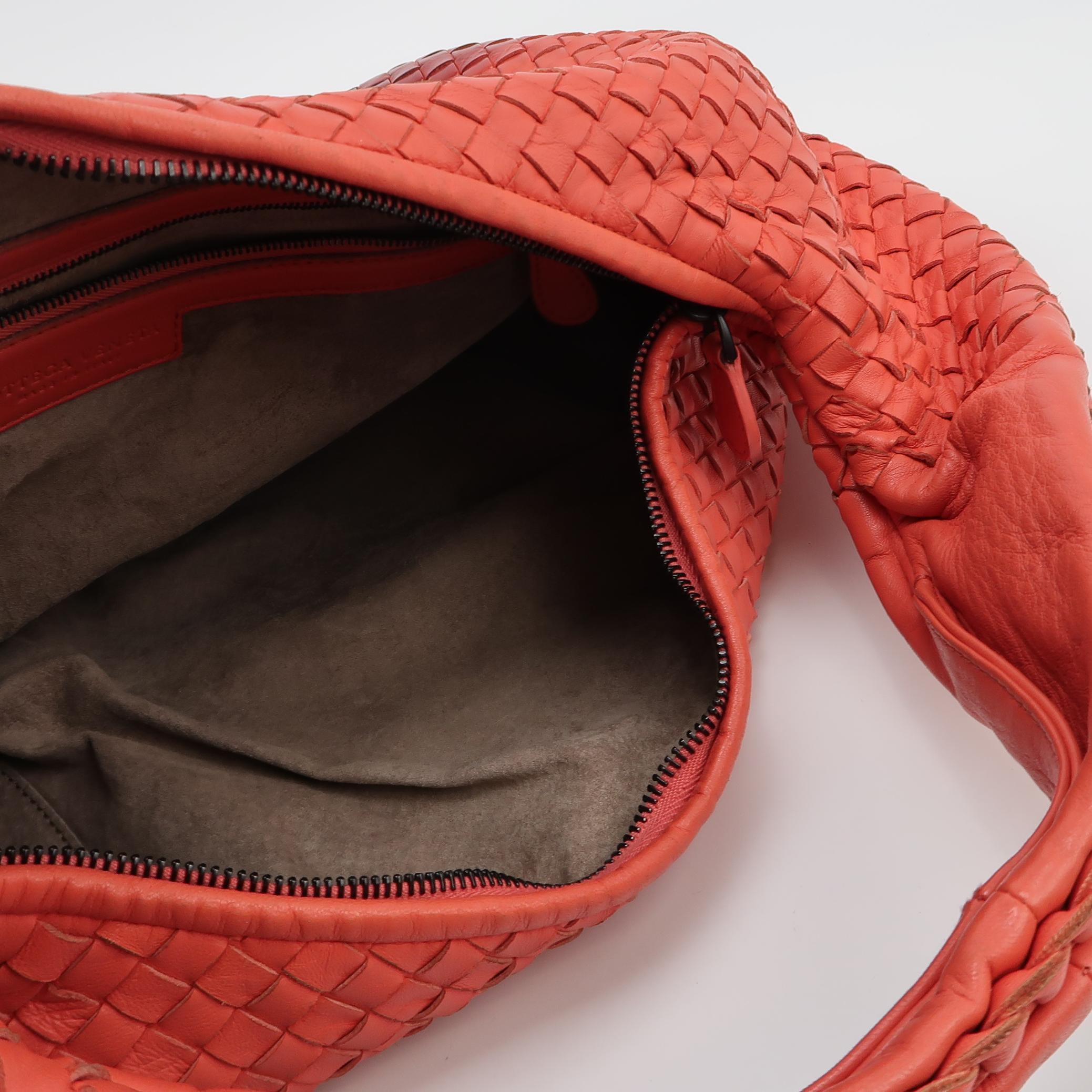 Bottega Veneta Hobo Intrecciato Gradiente Arancione Rosso Medio 45cm in vendita 2