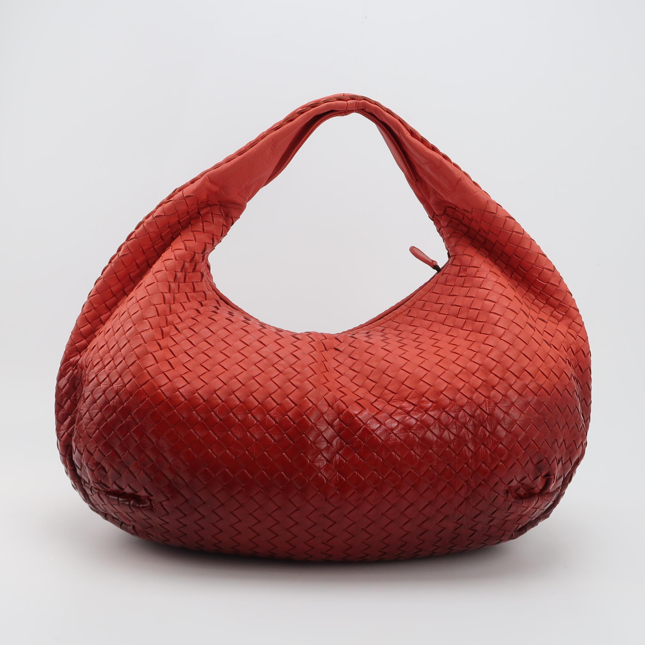 Bottega Veneta Hobo Intrecciato Gradiente Arancione Rosso Medio 45cm in vendita 4