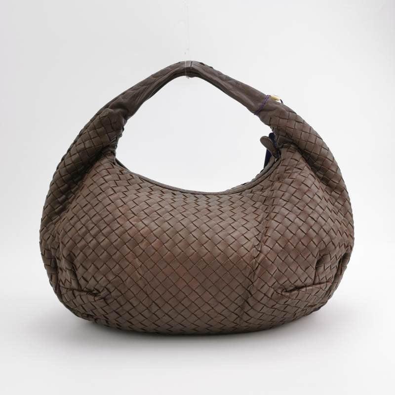 Black Bottega Veneta Belly Hobo Intrecciato Lambskin Leather Brown Medium 40cm For Sale