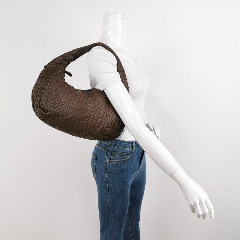 Women's Bottega Veneta Belly Hobo Intrecciato Lambskin Leather Brown Medium 40cm For Sale