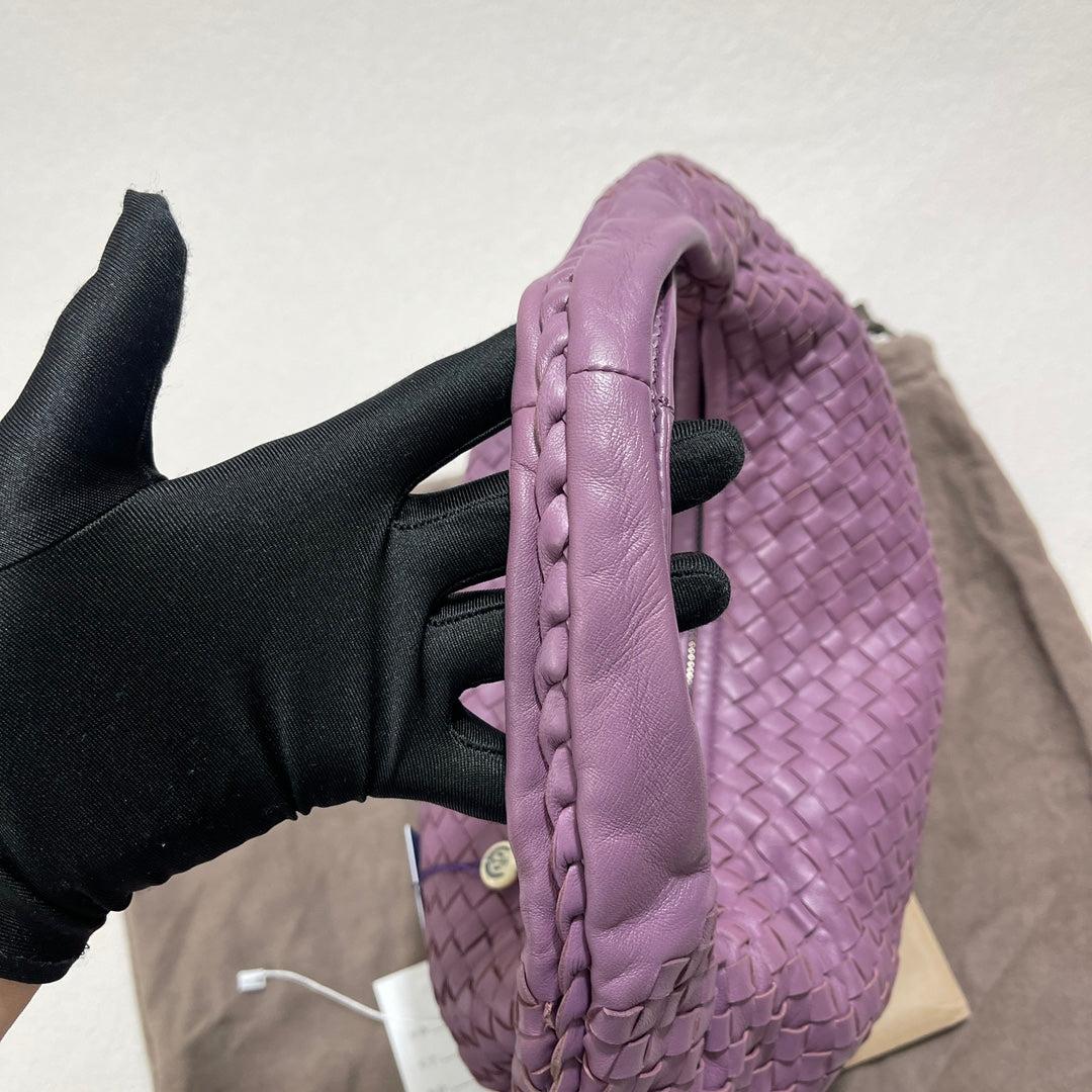 Bottega Veneta Vientre Hobo Intrecciato Piel de cordero Lila Morado Mediano 40cm Gris en venta
