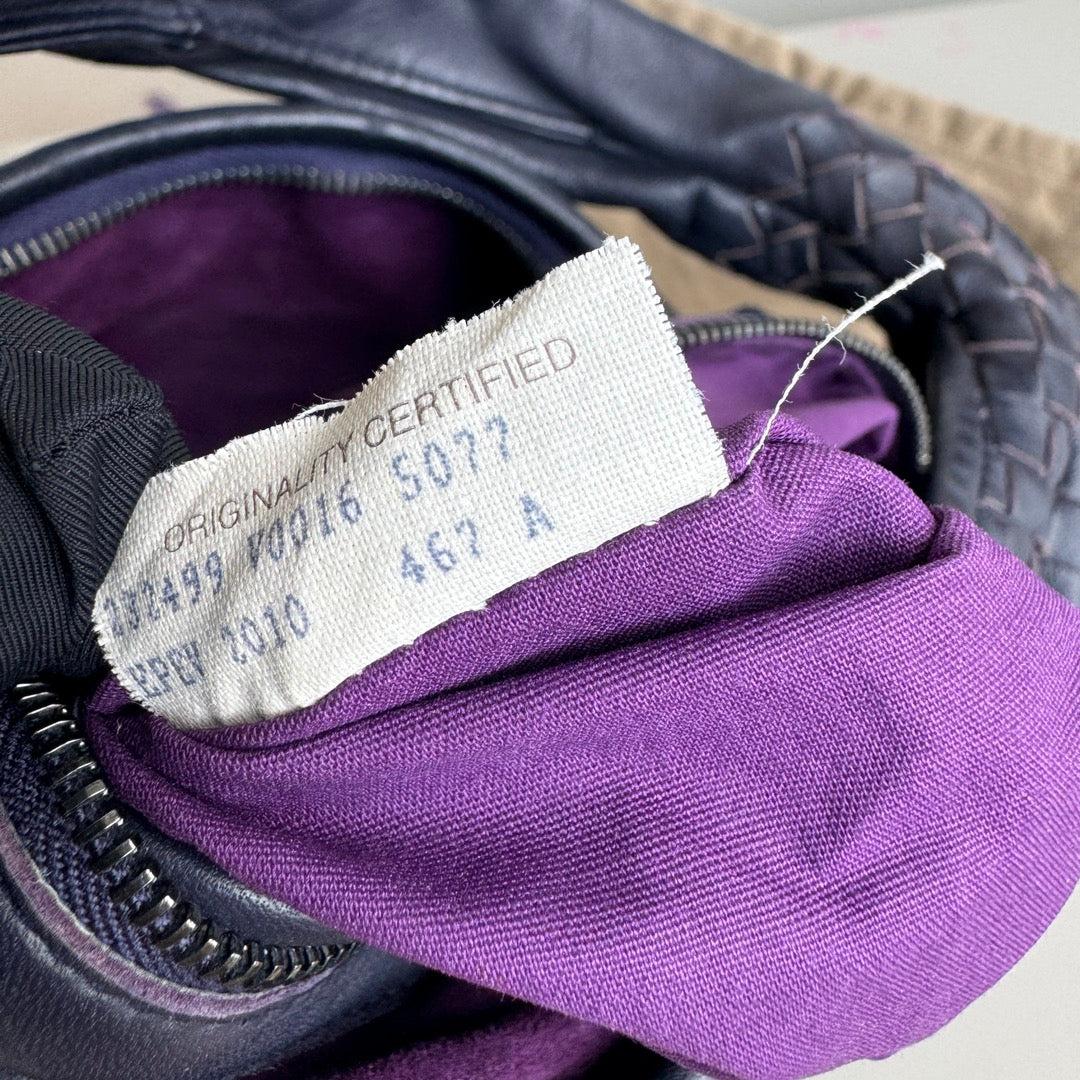 Bottega Veneta Vientre Hobo Intrecciato Piel de cordero Azul Marino 5077 Mediano 40cm 12