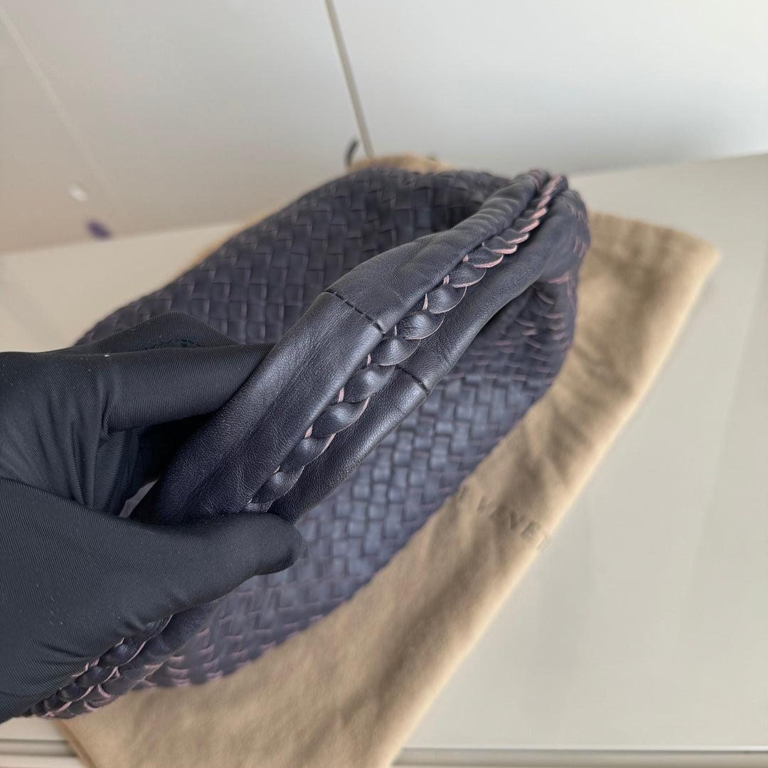 De las mujeres Bottega Veneta Vientre Hobo Intrecciato Piel de cordero Azul Marino 5077 Mediano 40cm