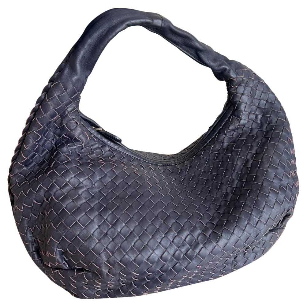 Bottega Veneta Belly Hobo Intrecciato Lambskin Leather Navy 5077 Medium 40cm