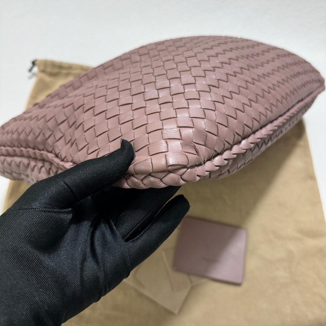 Brown Bottega Veneta Belly Hobo Intrecciato Lambskin Leather Nude Purple Medium 40cm