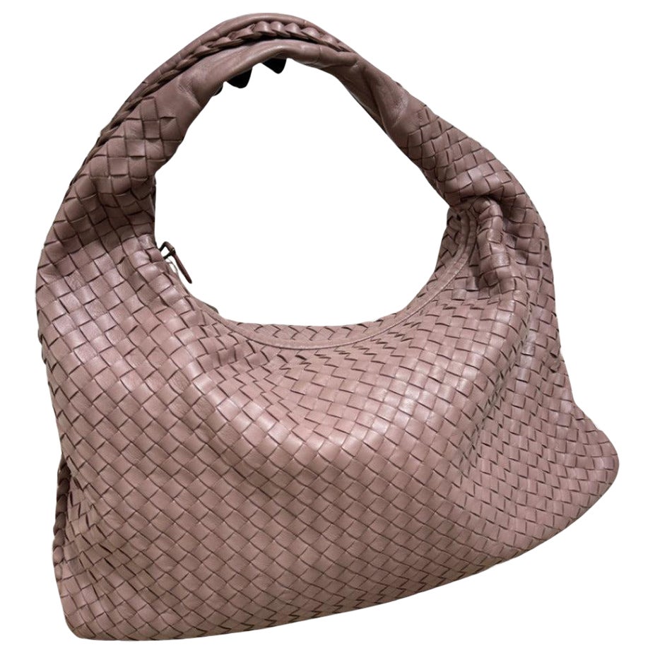 Bottega Veneta Belly Hobo Intrecciato Lambskin Leather Nude Purple Medium 40cm