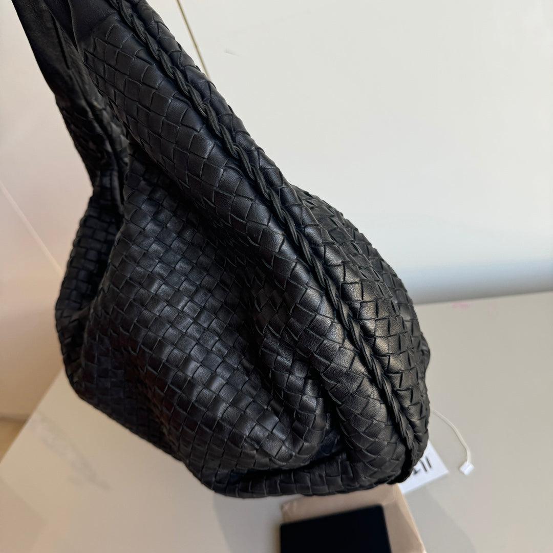 Women's Bottega Veneta Belly Hobo Intrecciato Leather Black Large 52cm