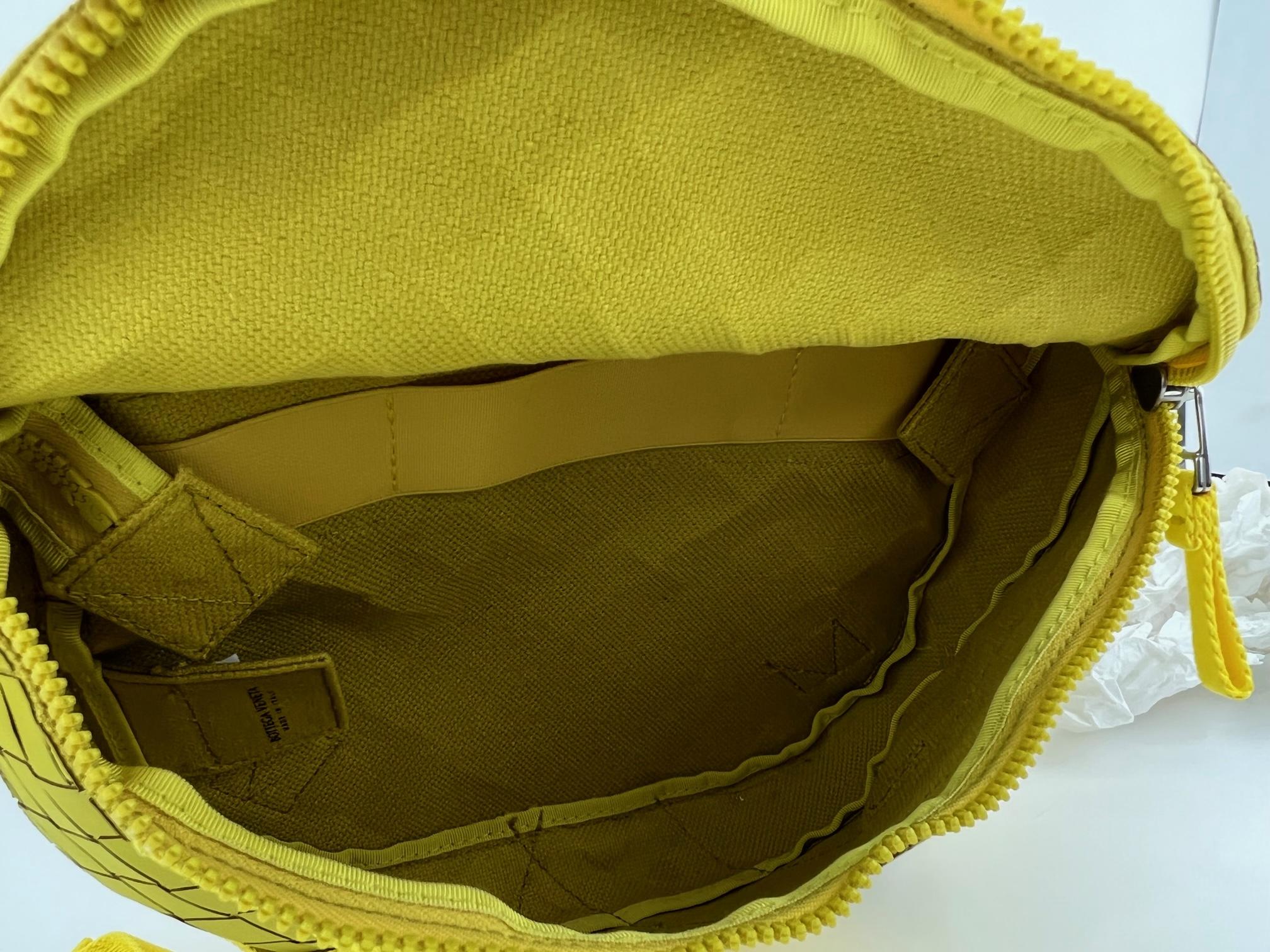 Bottega Veneta Belt Bag Yellow Intrecciato Rubber Shoulder Bag Waist Belt Unisex 2