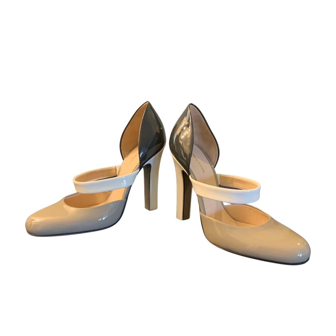 Brown Bottega  Veneta “Bette” Tri Color Patent Leather Pumps Italy NWOT Size 39 1/2 For Sale