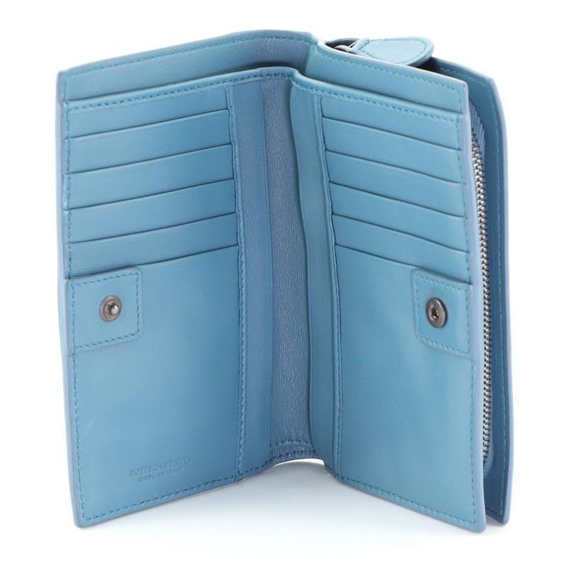 Blue Bottega Veneta Bifold Wallet Leather With Floral Applique Vertical 