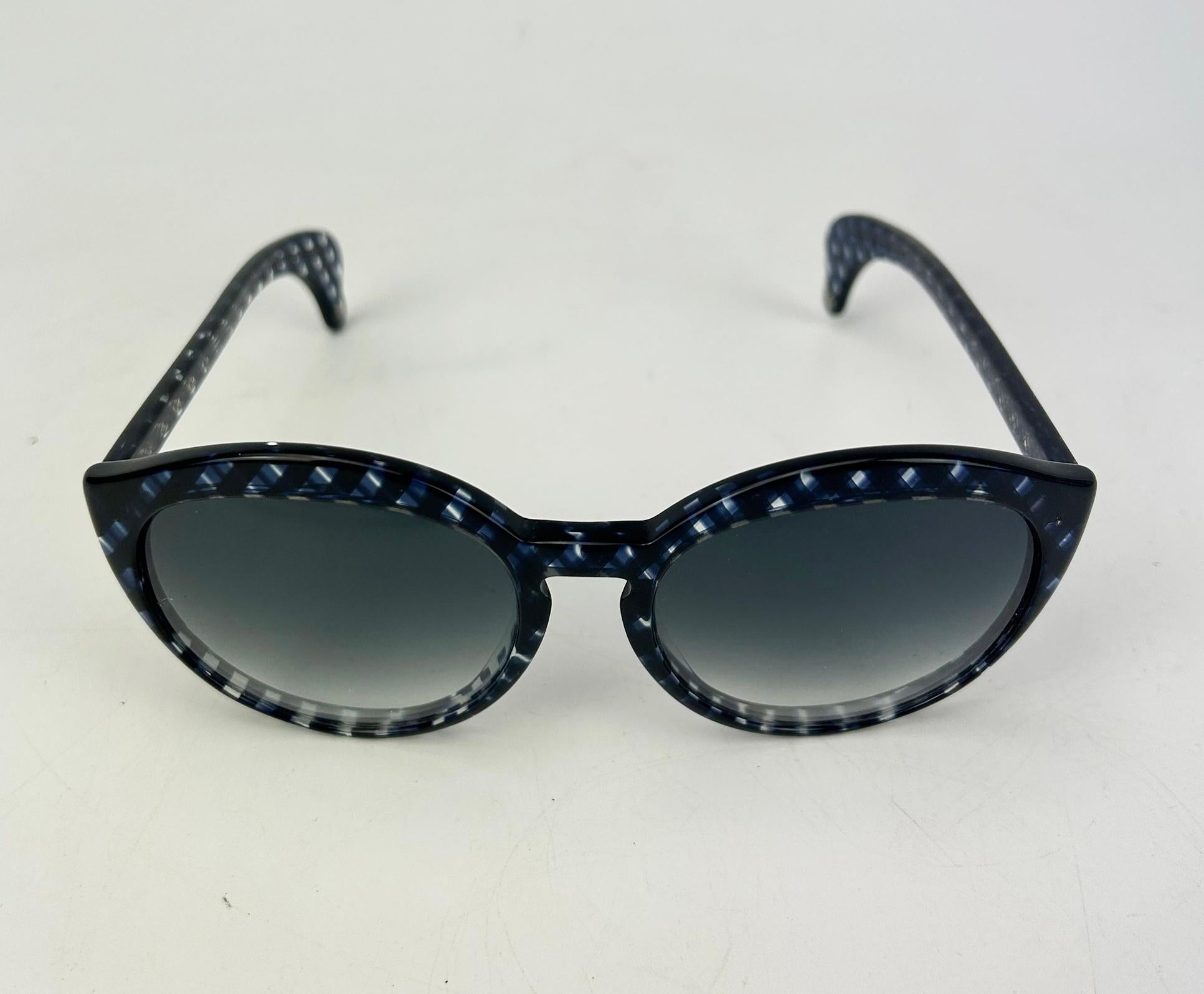Women's Bottega Veneta Black and Blue Checkered Sunglasses For Sale