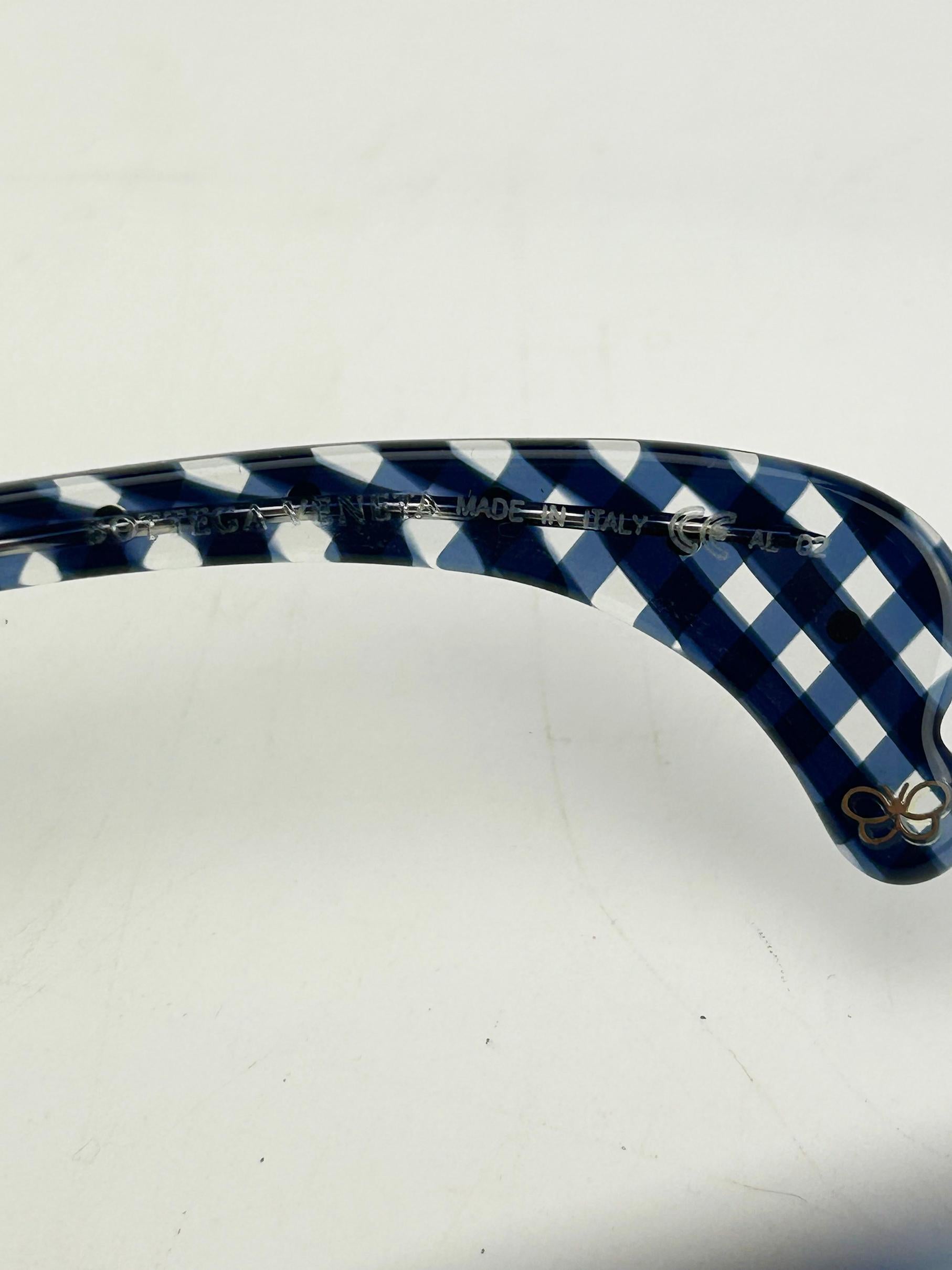 Bottega Veneta Black and Blue Checkered Sunglasses For Sale 4