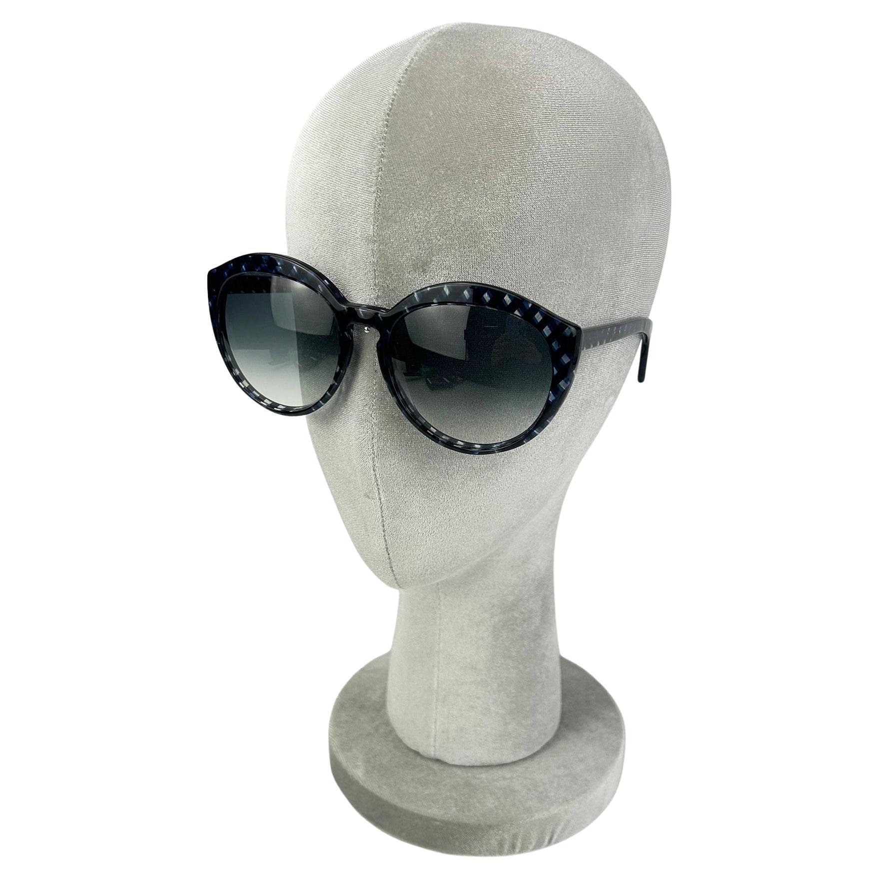 Bottega Veneta Black and Blue Checkered Sunglasses