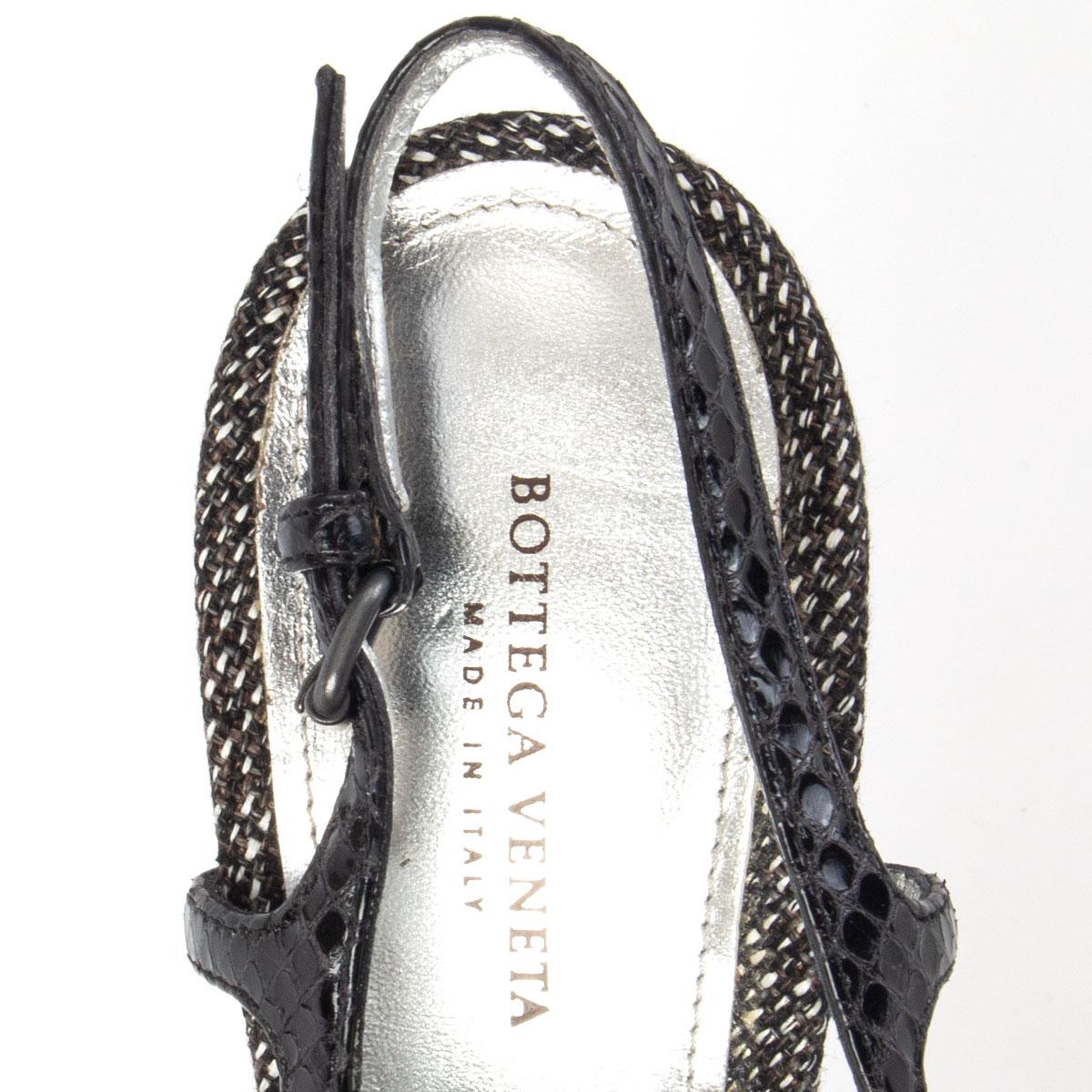 BOTTEGA VENETA black beige canvas Slingbacks Pumps Shoes 36.5 For Sale 1