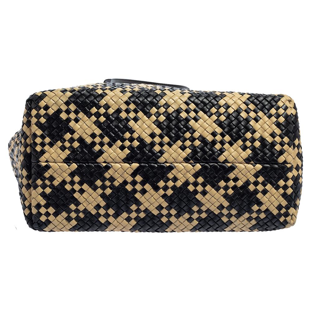 Bottega Veneta Black/Beige Intrecciato Leather Limited Edition 234/500 Cabat Tot 8