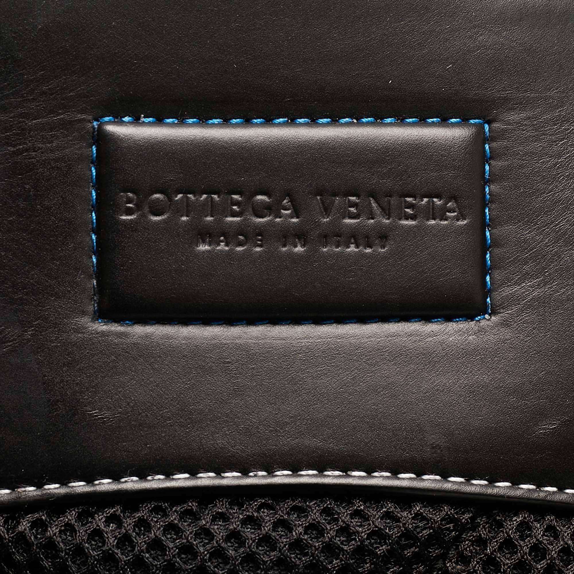 Bottega Veneta Black/Blue Nylon Paper Touch Backpack For Sale 7