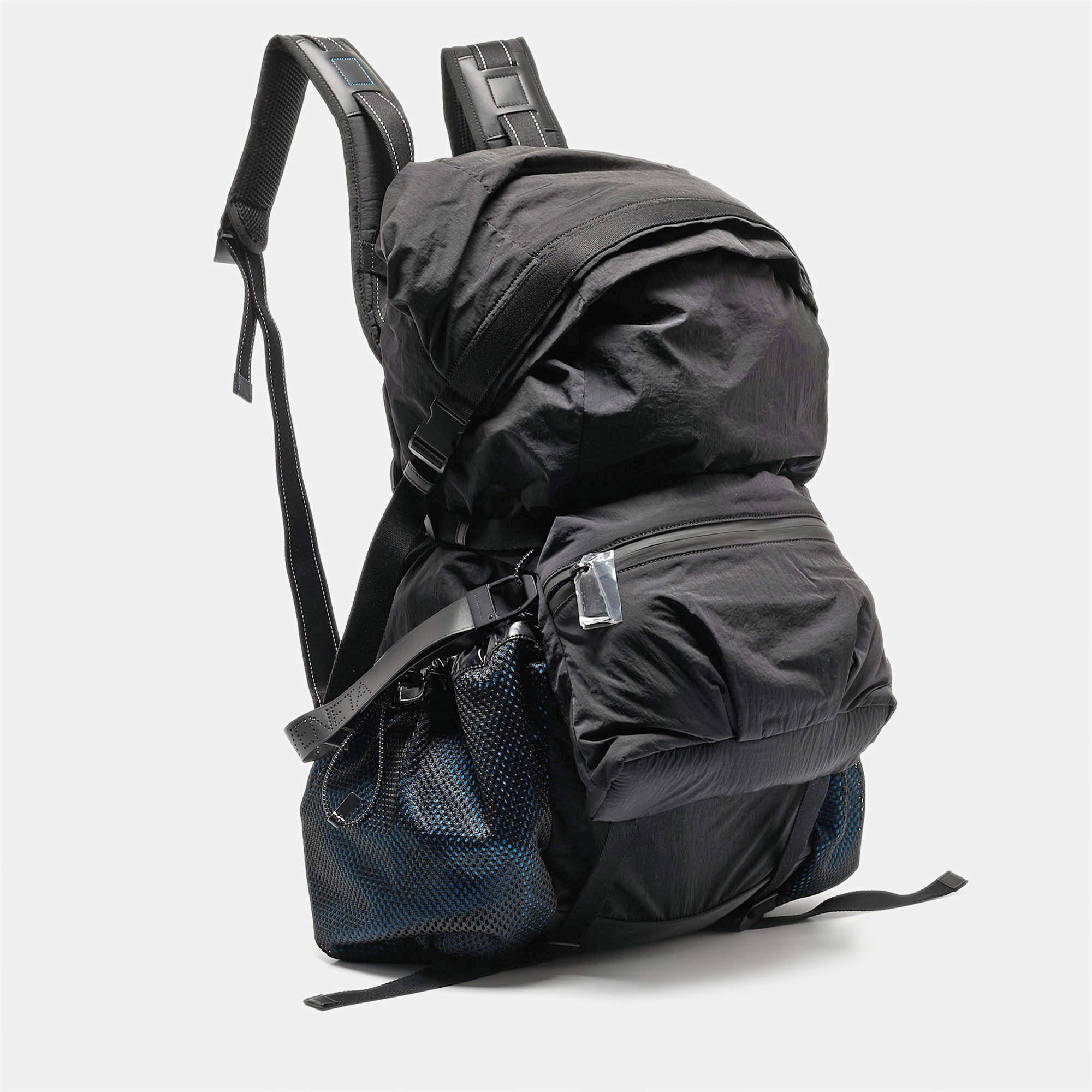 Bottega Veneta Black/Blue Nylon Paper Touch Backpack 2