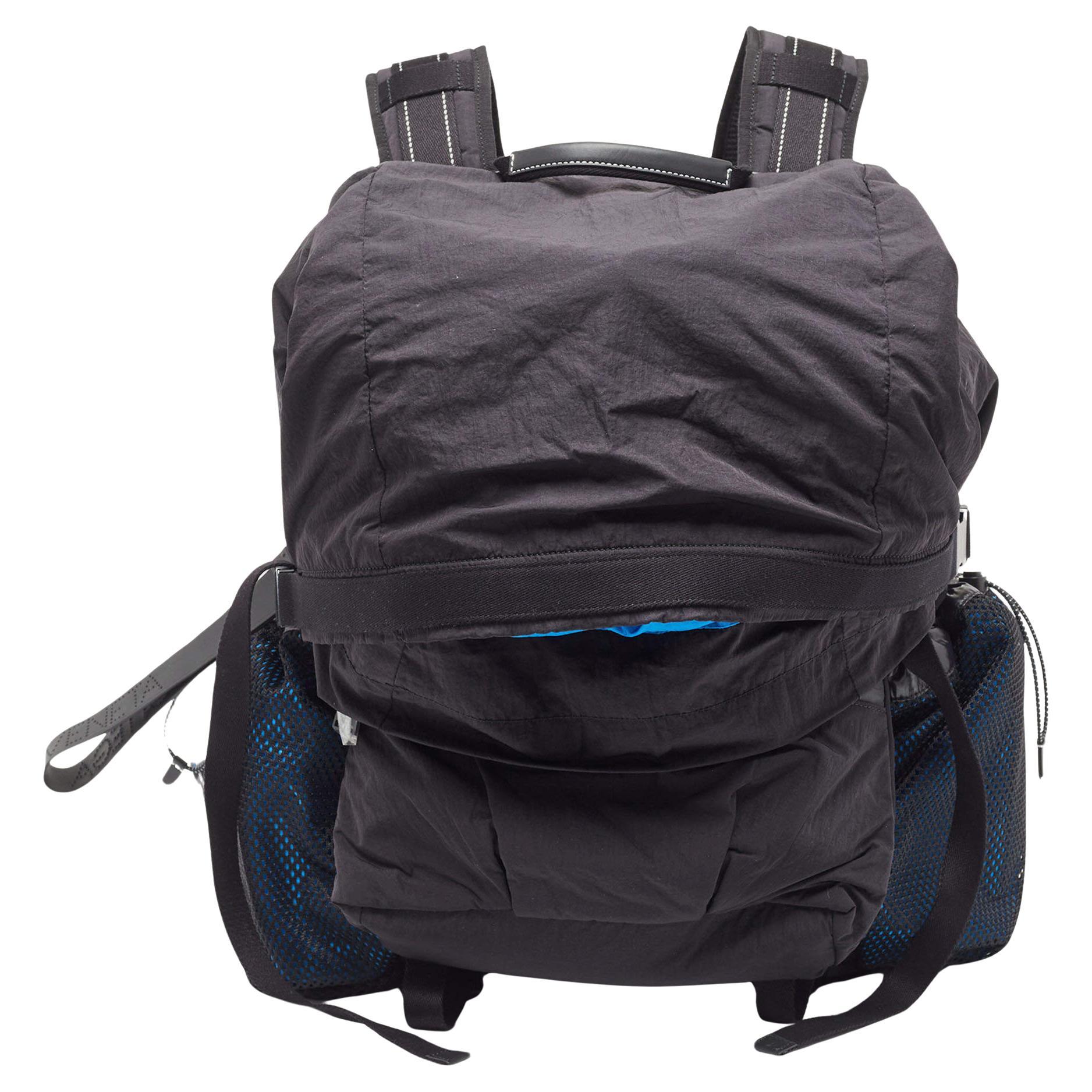 Bottega Veneta Black/Blue Nylon Paper Touch Backpack For Sale