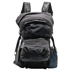 Bottega Veneta Black/Blue Nylon Paper Touch Backpack