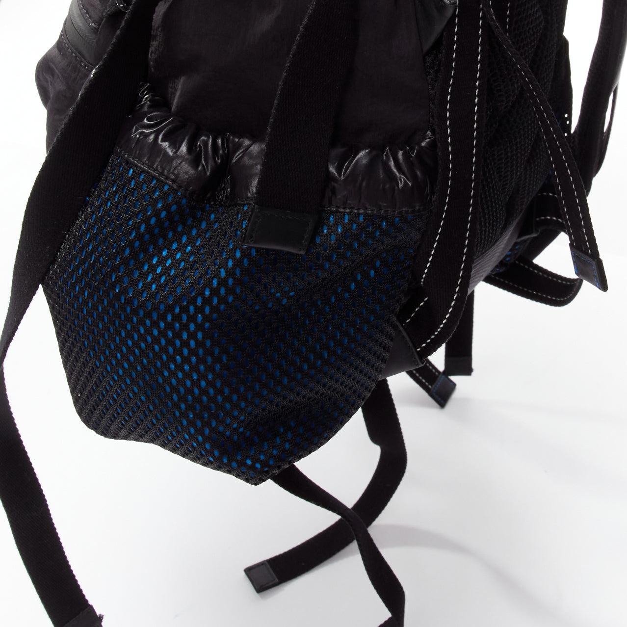 BOTTEGA VENETA black blue technical nylon small fold top backpack bag 2