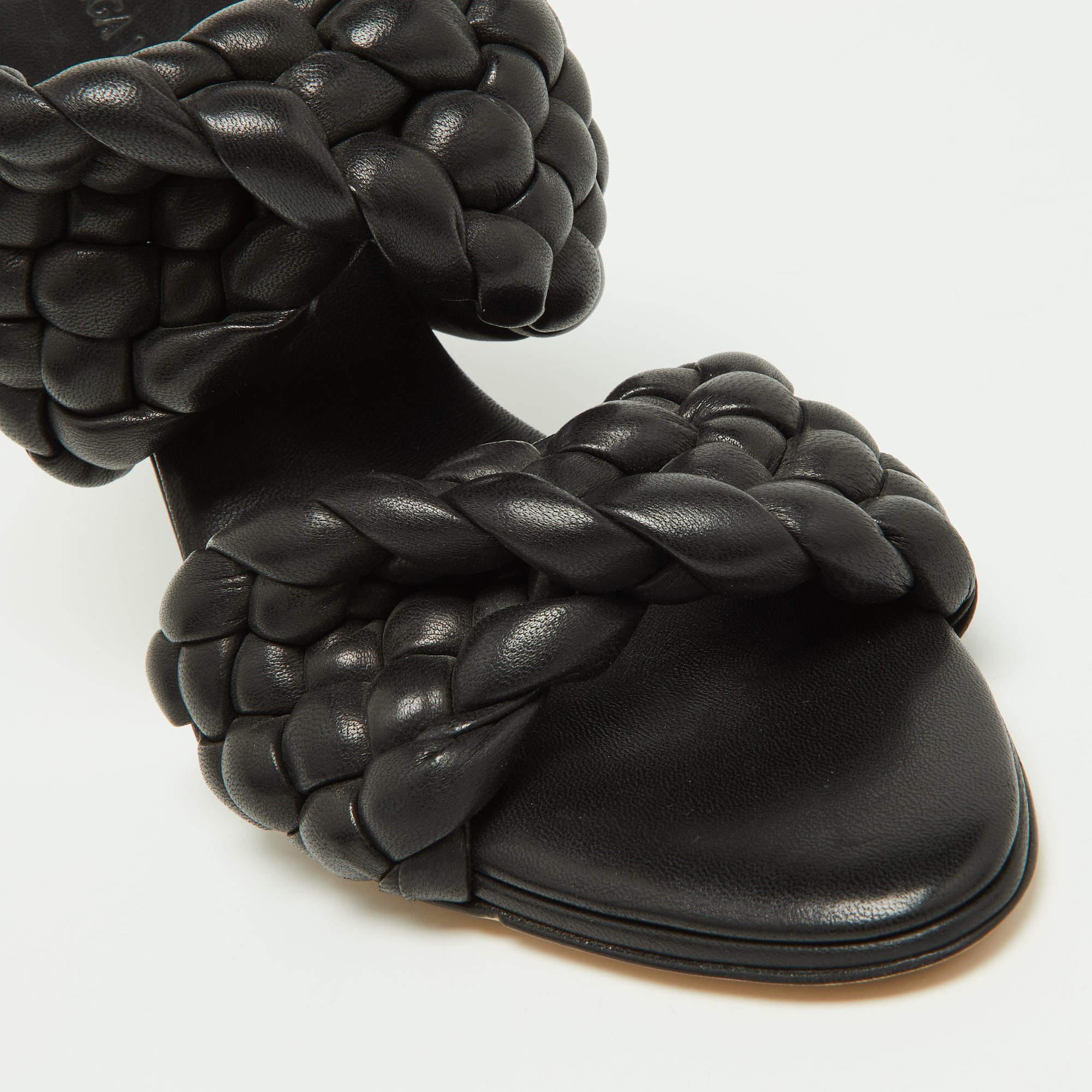 Bottega Veneta Black Braided Leather Slide Sandals Size 38 3
