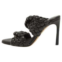 Bottega Veneta Black Braided Leather Slide Sandals Size 38