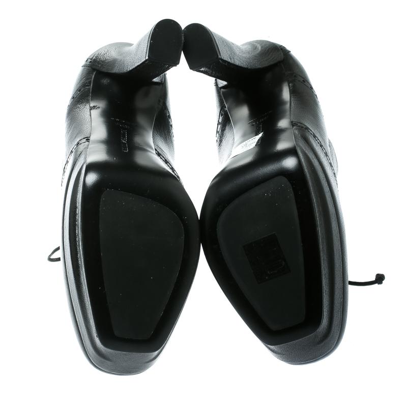 Women's Bottega Veneta Black Brogue Leather Wingtip Ankle Boots Size 39.5