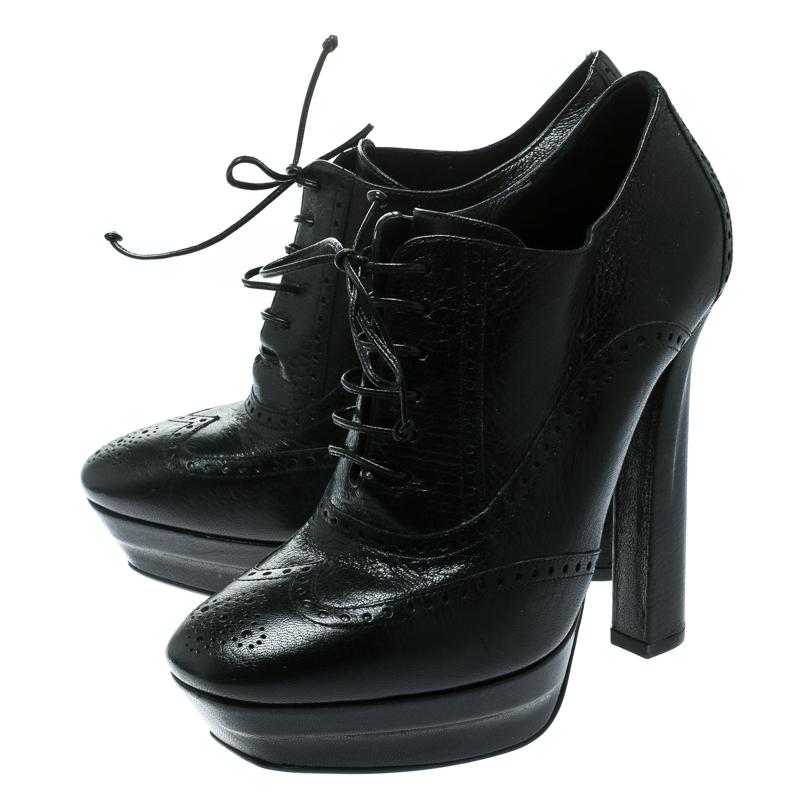 Bottega Veneta Black Brogue Leather Wingtip Ankle Boots Size 39.5 3
