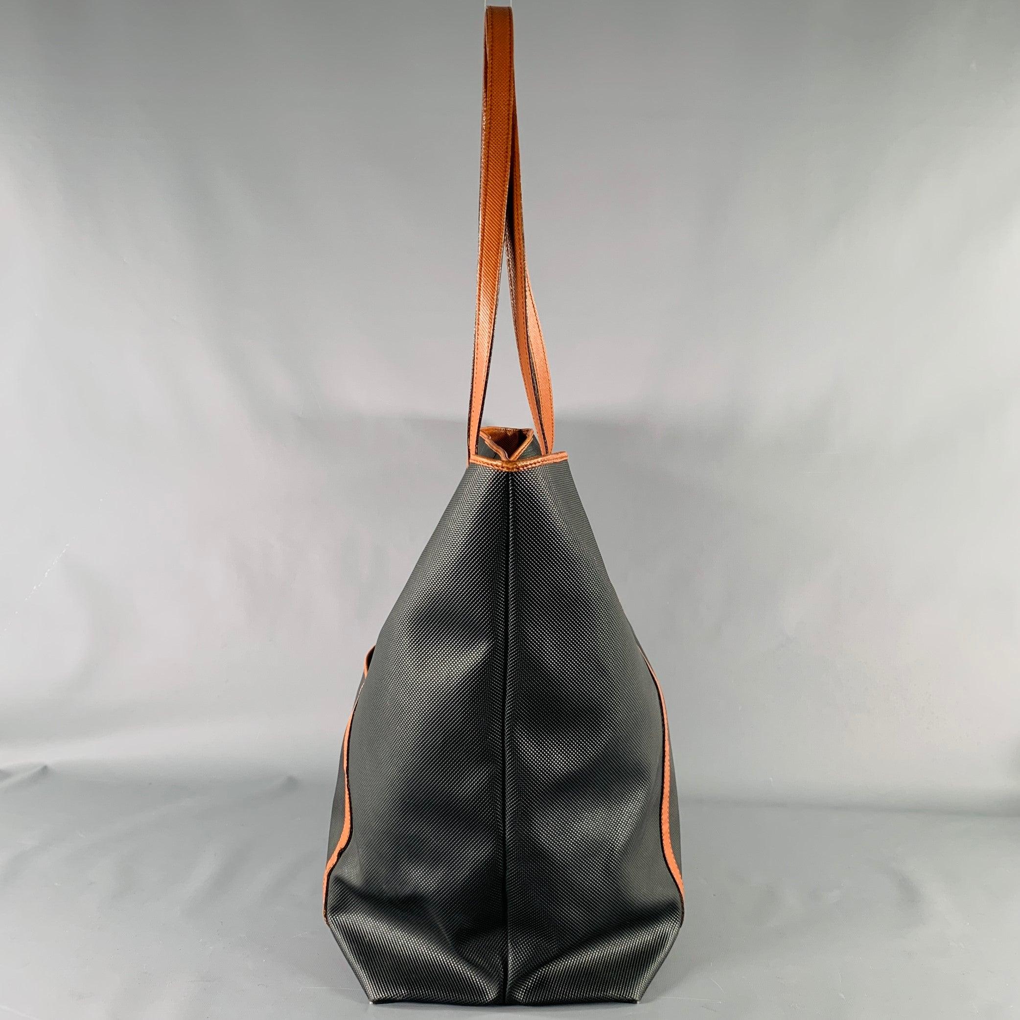 Men's BOTTEGA VENETA Black Brown Coated Canvas Tote Handbag For Sale