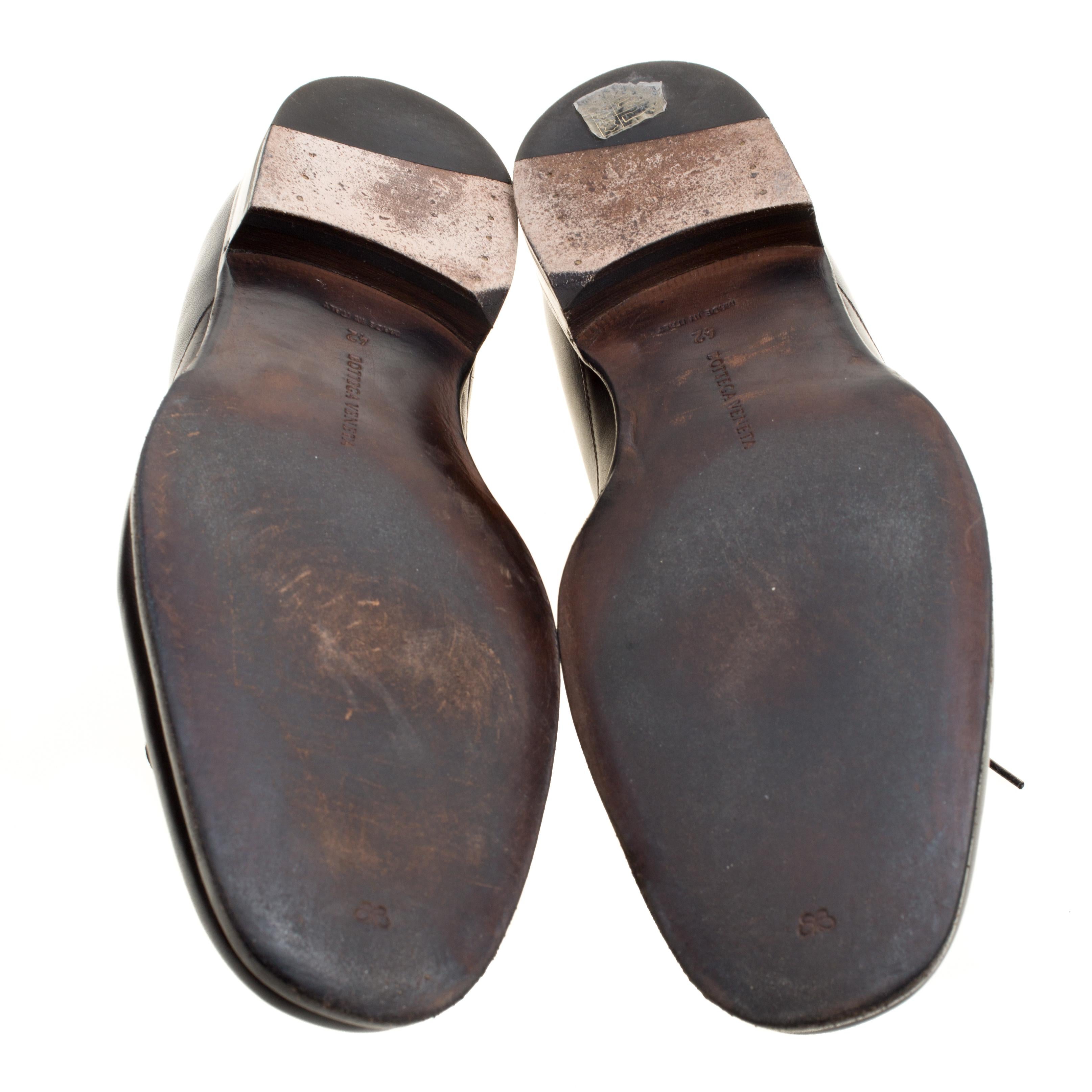Bottega Veneta Black/Brown Leather Oxfords Size 42 1