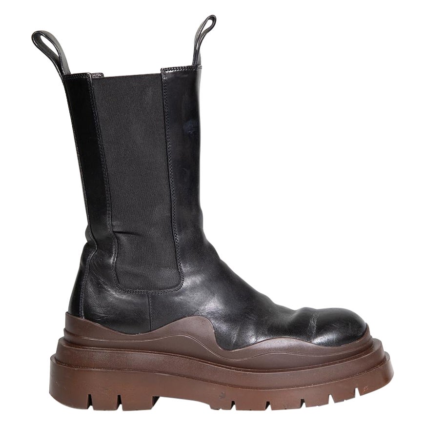 Bottega Veneta Black 
Brown Mid Calf Boots Size IT 39