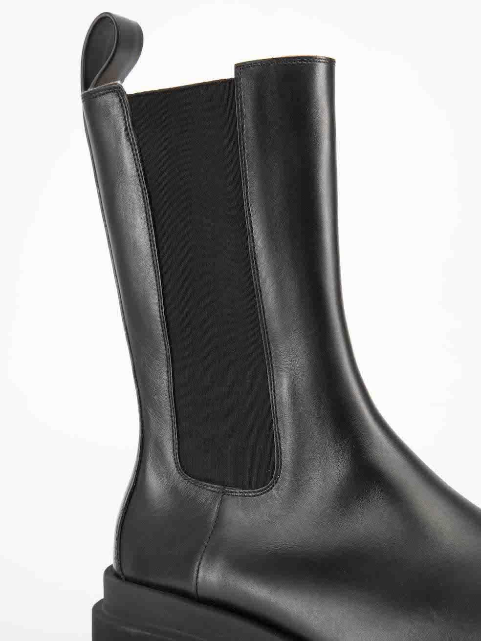 Bottega Veneta Black Calfskin Lug Mid Calf Boots Size IT 39 1
