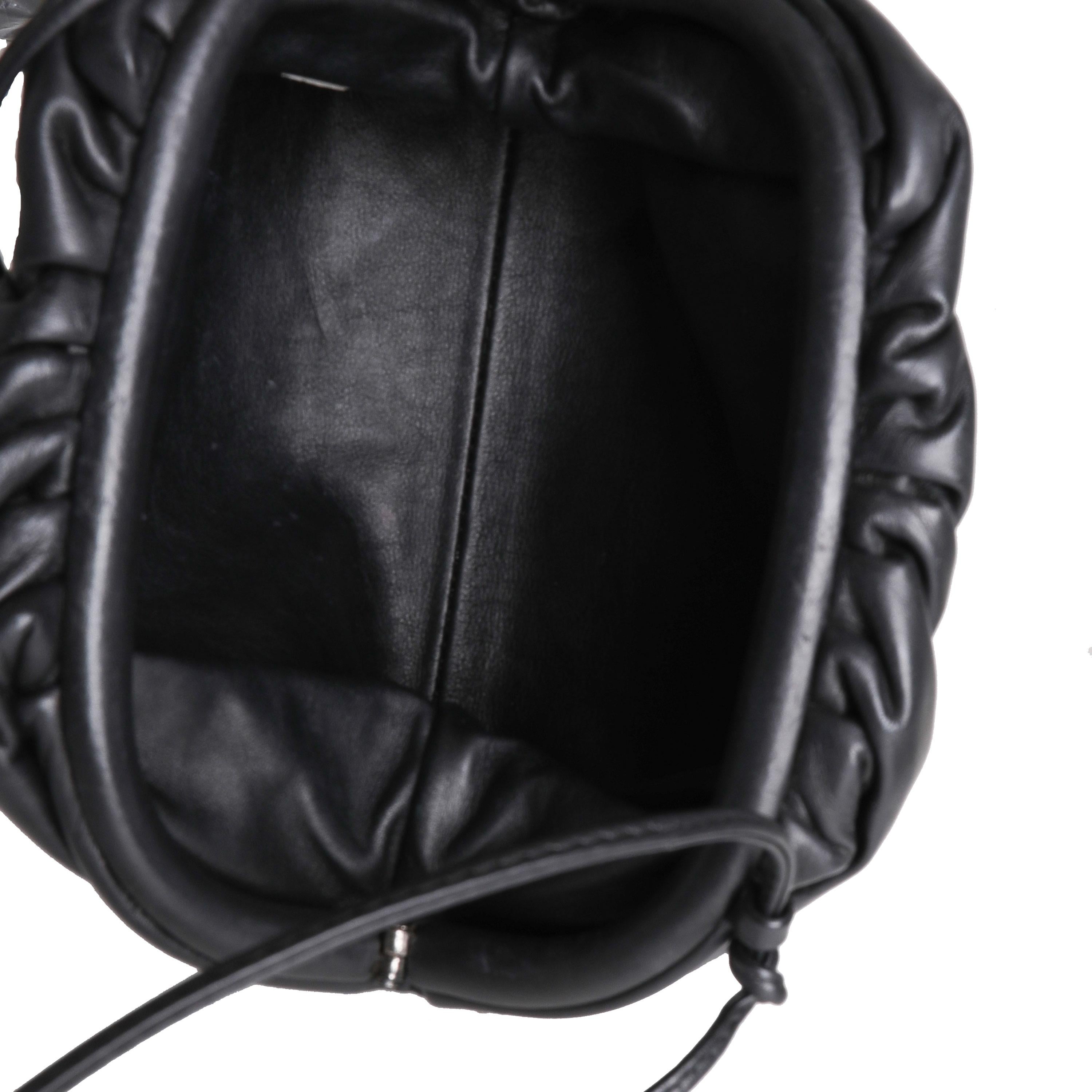 Bottega Veneta Black Calfskin Mini Pouch Bag For Sale 2