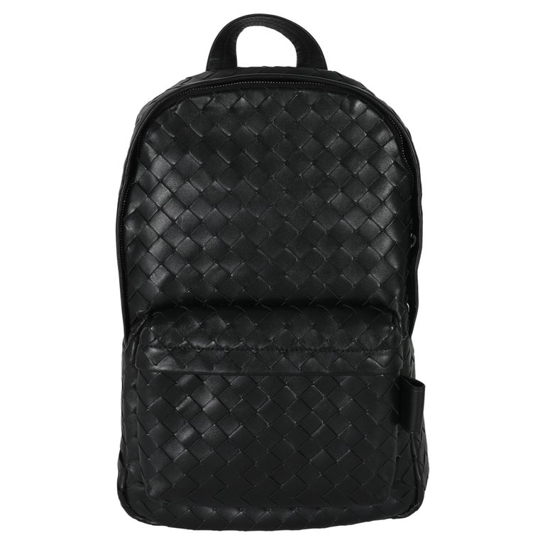 Bottega Veneta Black Calfskin Small Intrecciato Backpack For Sale at ...