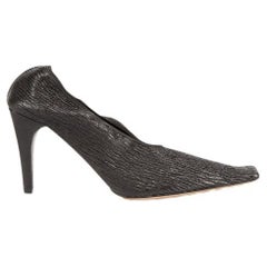 Bottega Veneta Black Calfskin Textured Pumps Size IT 39.5