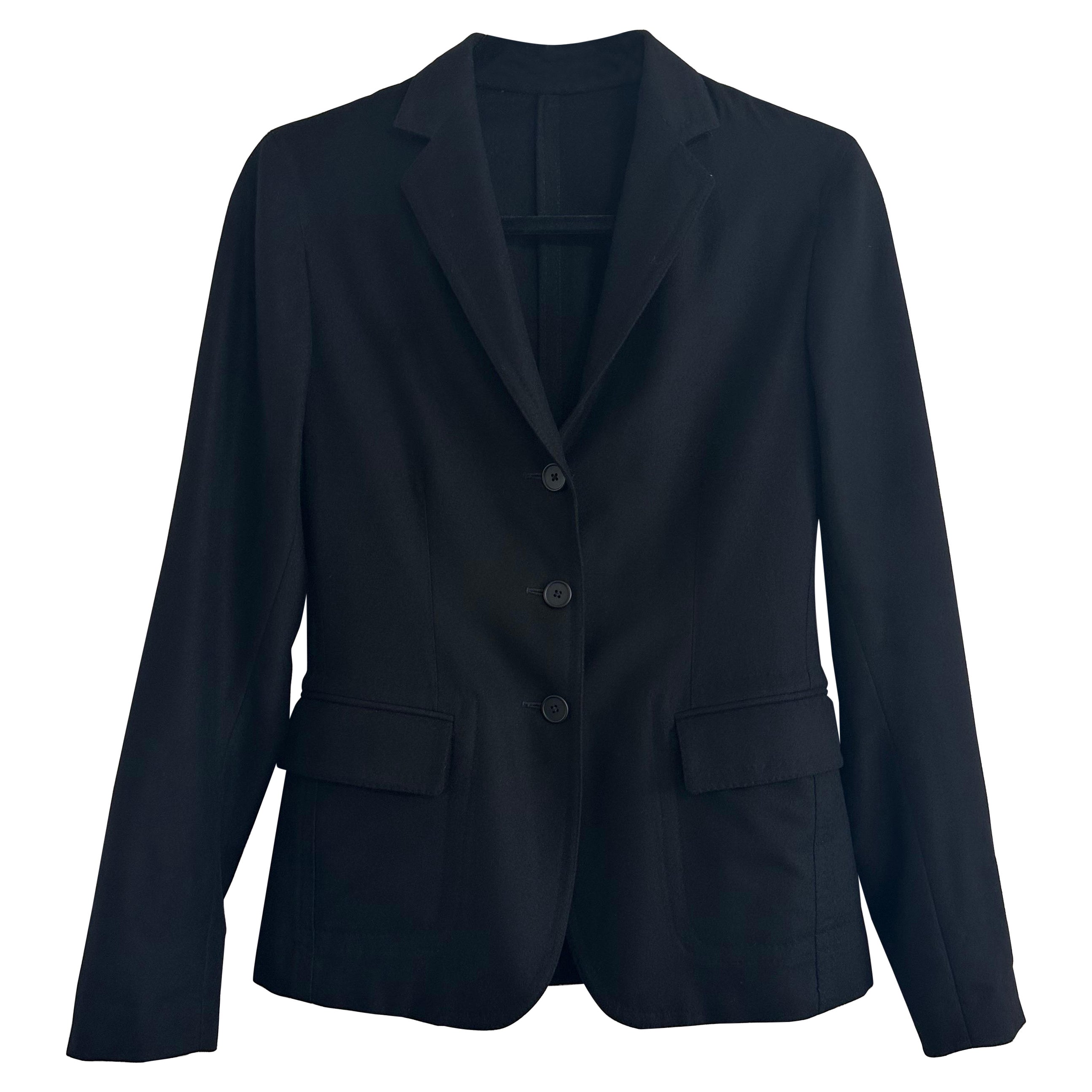 Bottega Veneta Black Cashmere Blazer IT 40 Single Breast Basic Short Jacket