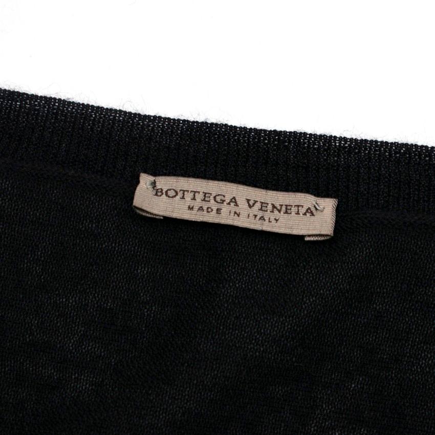 Bottega Veneta Black Cashmere Lace Trim Cardigan - Size US 4 In Excellent Condition For Sale In London, GB