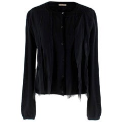 Bottega Veneta Black Cashmere Lace Trim Cardigan - Size US 4