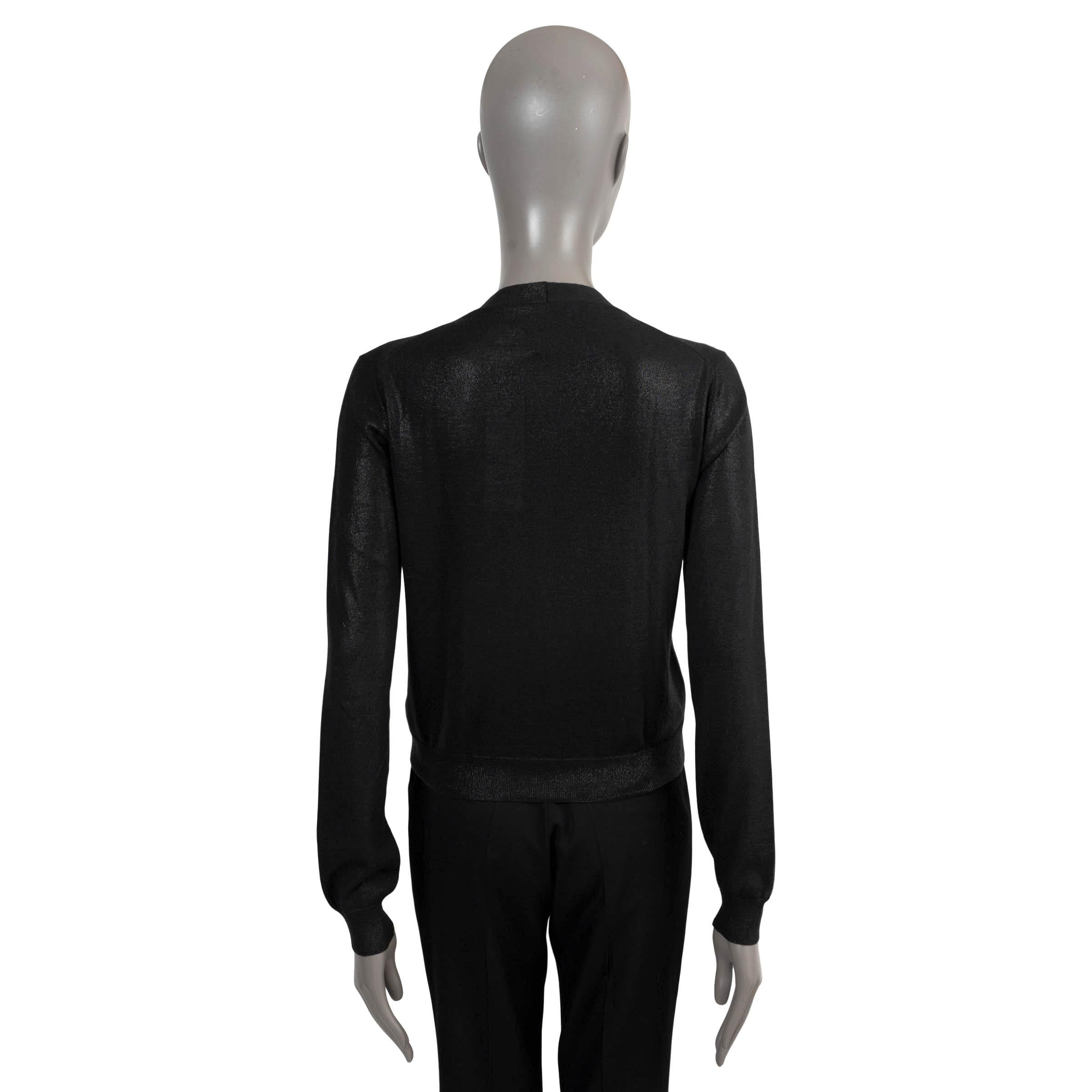 Noir BOTTEGA VENETA - Cardigan noir en cachemire et soie GLOSSY - Pull 40 S en vente