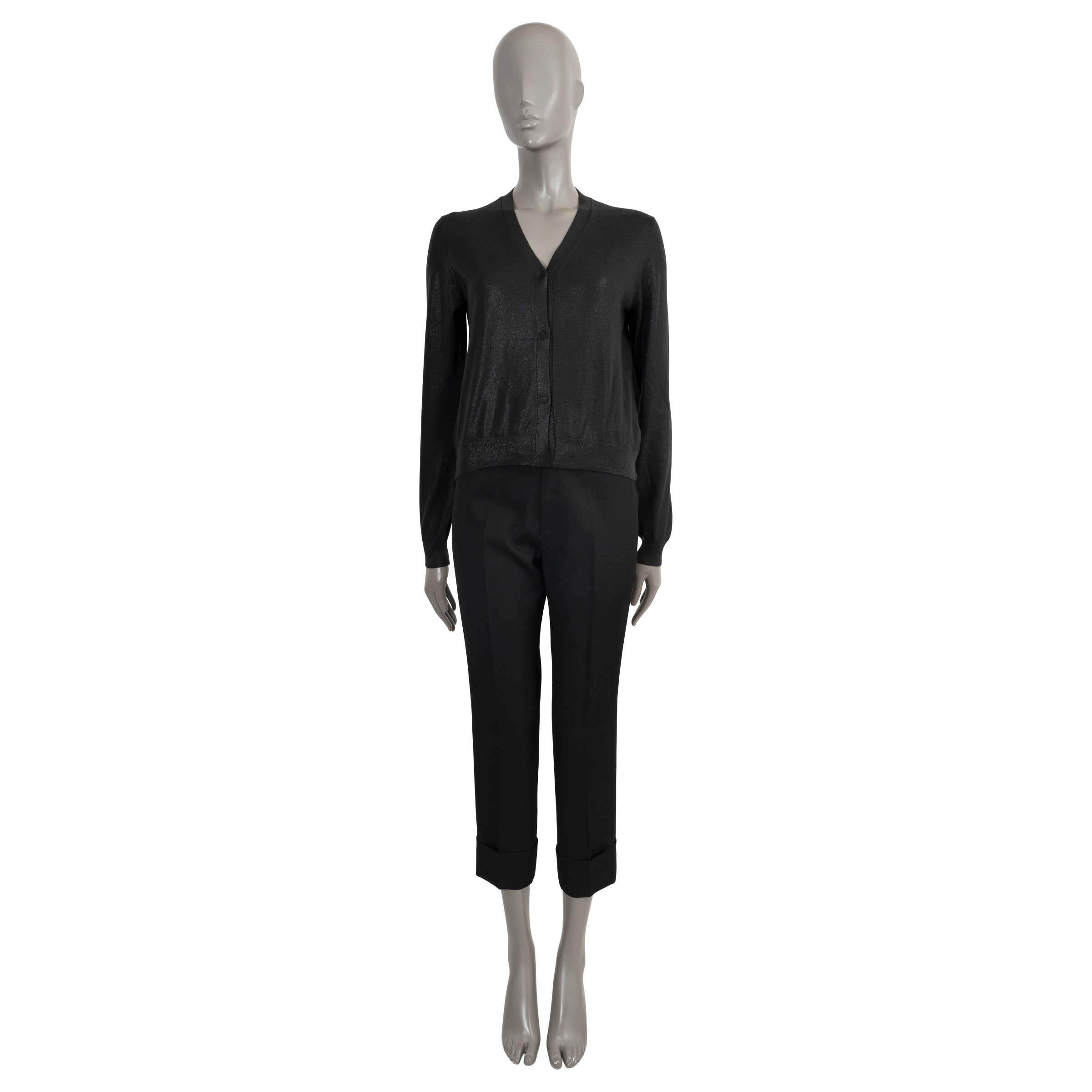 BOTTEGA VENETA - Cardigan noir en cachemire et soie GLOSSY - Pull 40 S Excellent état - En vente à Zürich, CH