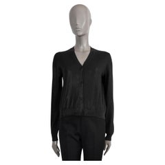 BOTTEGA VENETA black cashmere silk GLOSSY Cardigan Sweater 40 S