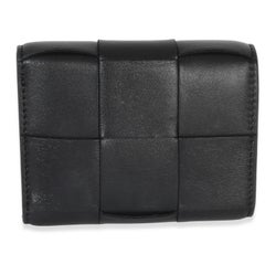 Bottega Veneta Black Cassette Intrecciato Small Trifold Wallet