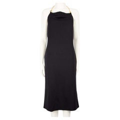 Bottega Veneta Negro Cadena Cuello Halterni Vestido Midi Talla S