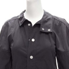 BOTTEGA VENETA black cotton blend 3D cut sleeves snap button shirt IT36 S