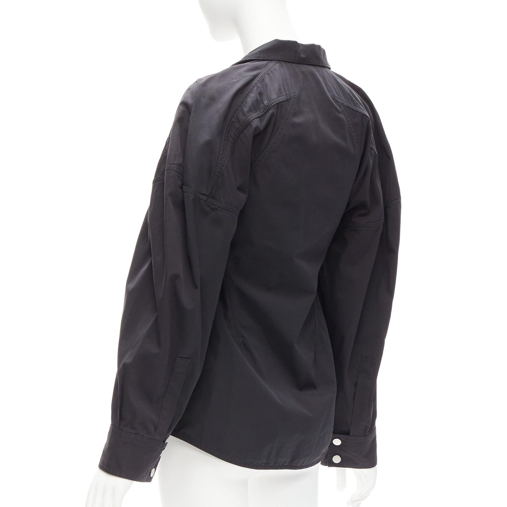 BOTTEGA VENETA black cotton blend 3D cut sleeves snap button shirt IT36 S For Sale 1