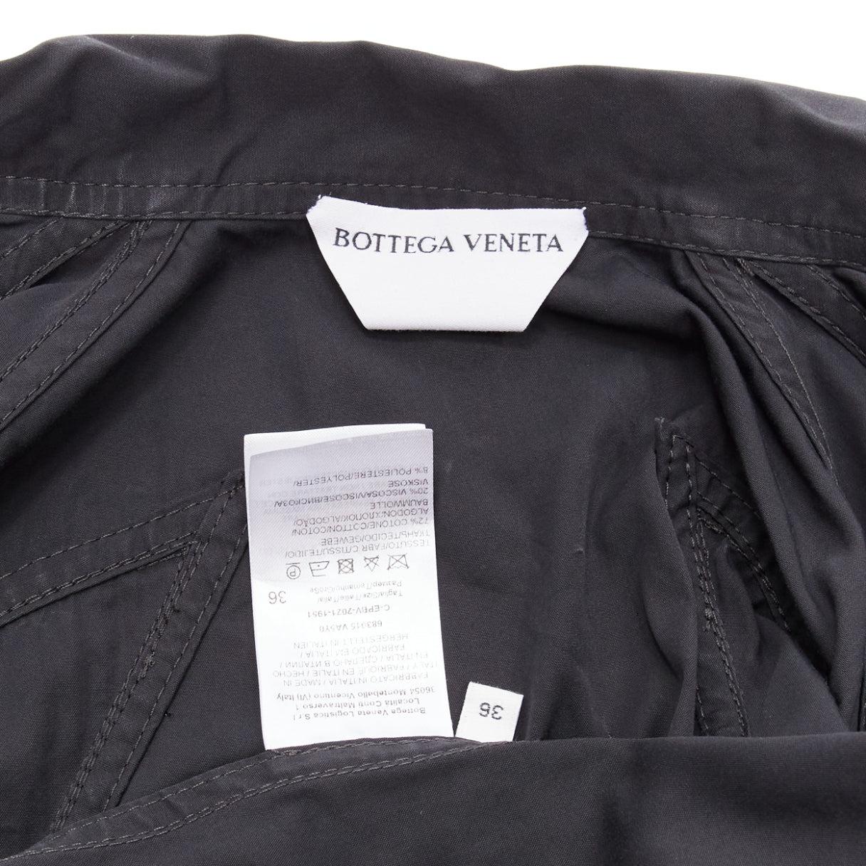 BOTTEGA VENETA black cotton blend 3D cut sleeves snap button shirt IT36 S For Sale 3