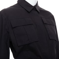 BOTTEGA VENETA - Robe boutonnée à poches utilitaires en coton safari noir IT38 XS