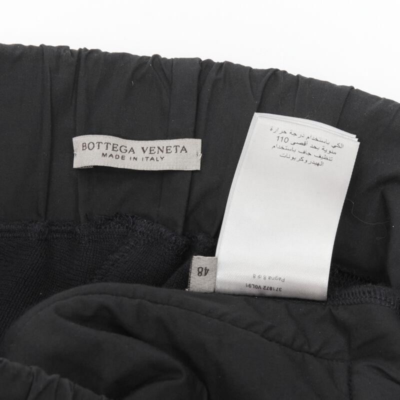 BOTTEGA VENETA black cotton waist band heavy cotton wide leg sweat pants IT48 M For Sale 6