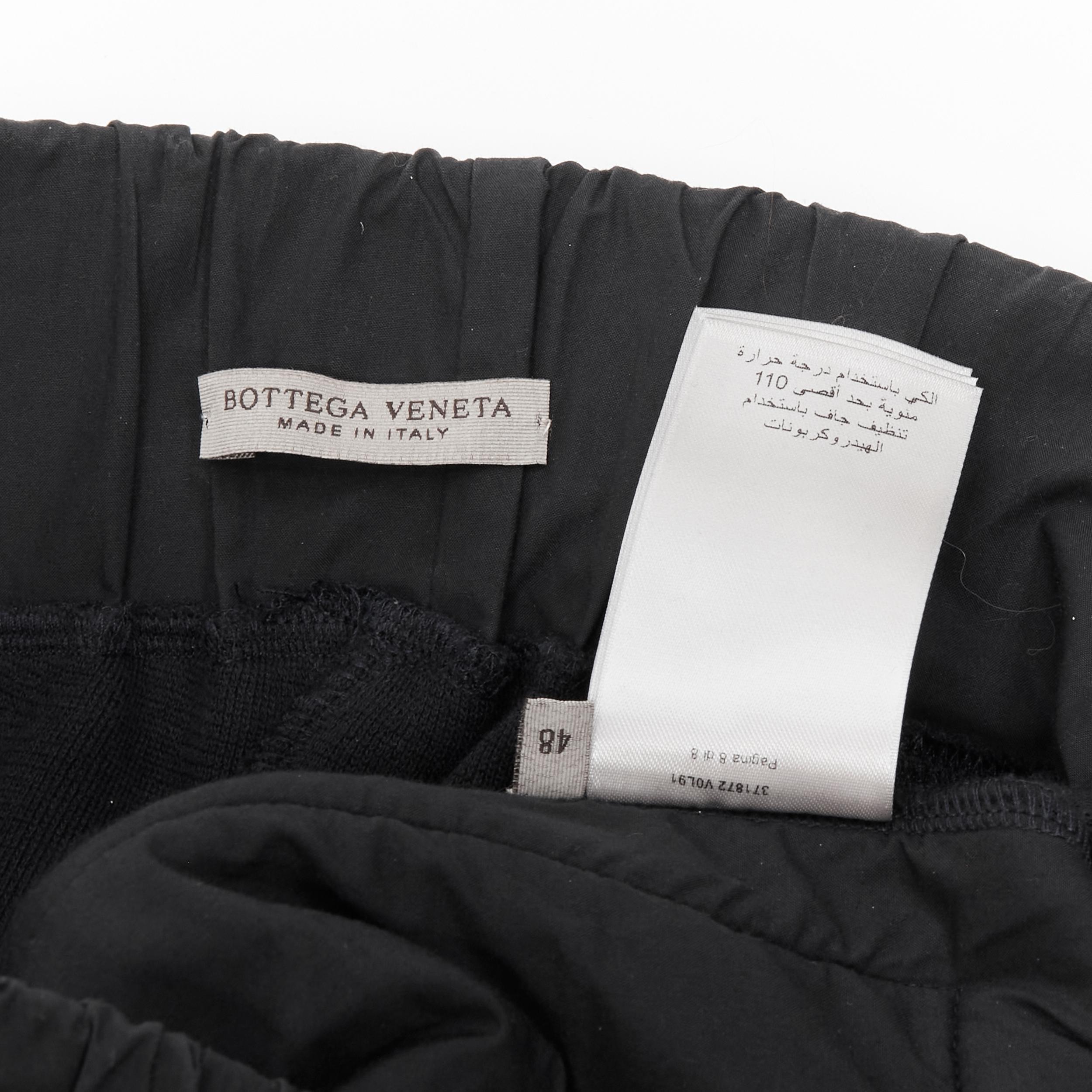 BOTTEGA VENETA black cotton waist band heavy cotton wide leg sweat pants IT48 M For Sale 5