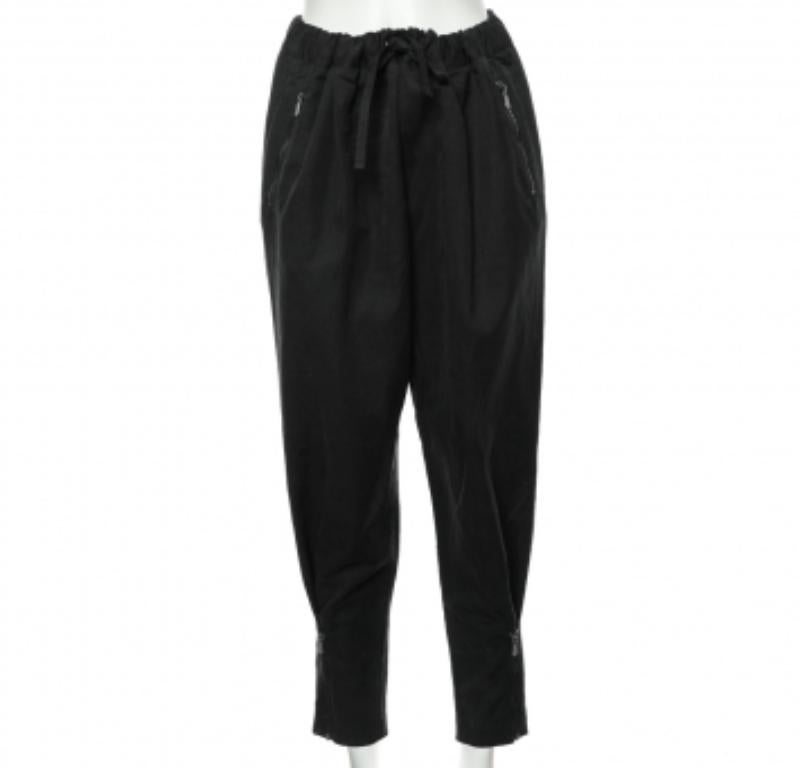 Bottega Veneta Pantalones de algodón negro con cremallera L Negro en venta